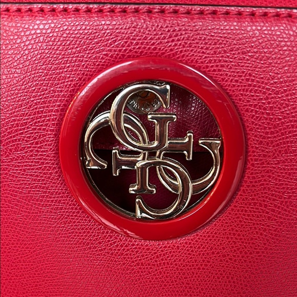 Guess Red Tote Bag with Silver Emblem - Picture 2 of 15